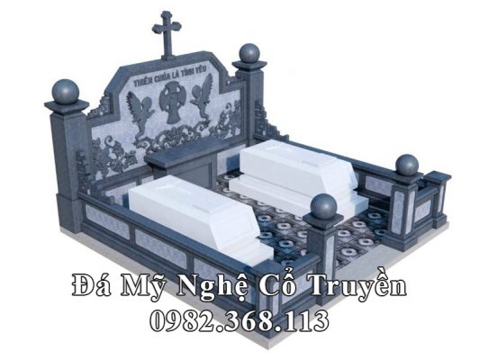 Lăng Mộ công giáo với sự kết hợp của Đá xanh đen tự nhiên và đá trắng chất lượng cao hiện nay.