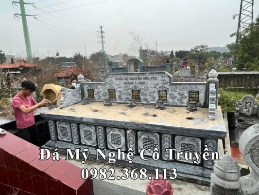 Mộ đá 5 ngôi liền nhau đẹp