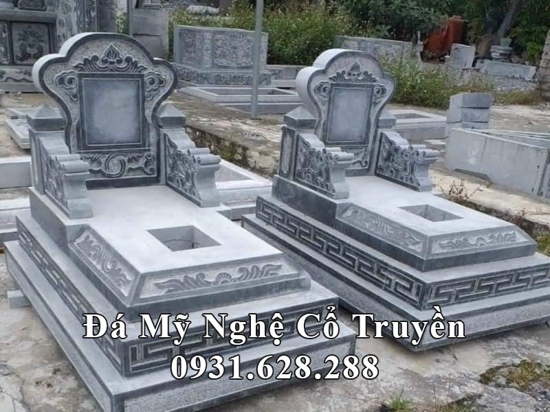Mẫu Mộ đá đơn tam cấp tựa ngai đẹp
