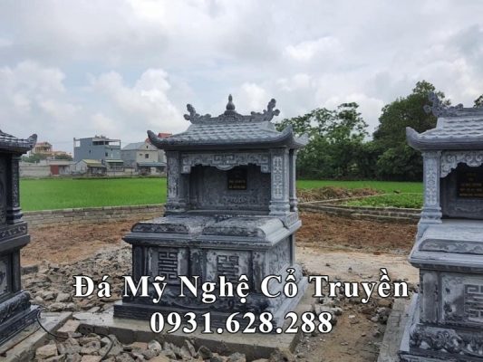 Mẫu Mộ đá đôi một mái đẹp, chất lượng cao của ĐÁ MỸ NGHỆ CỔ TRUYỀN NINH BÌNH.