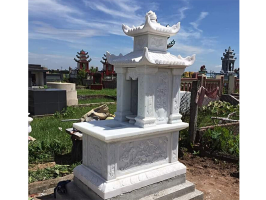 Mộ đá trắng 2 tầng mái đẹp tại Nam Định