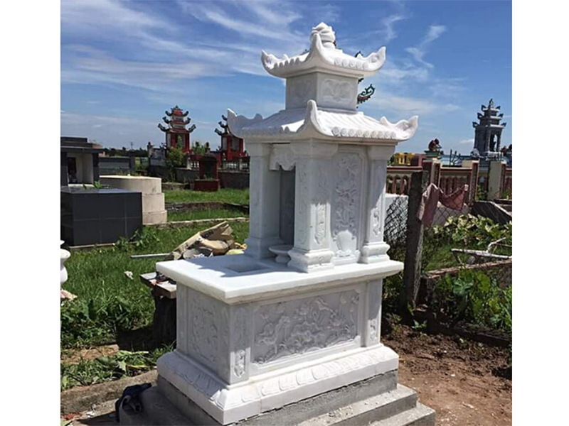 Mộ đá trắng 2 tầng mái đẹp tại Nam Định